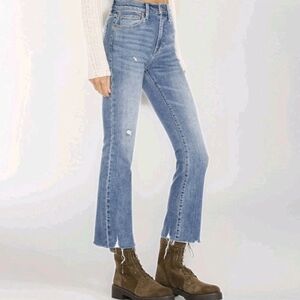 Pistola Lennon High Rise Cropped Boot Cut Jeans Raw Hem Vintage Wash Size 27